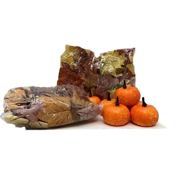 2 Pack Fall Maple Leaf Autumn Hanging Fall Leaf Vines Pumpkins Thanksgiving - Picture 1 of 6